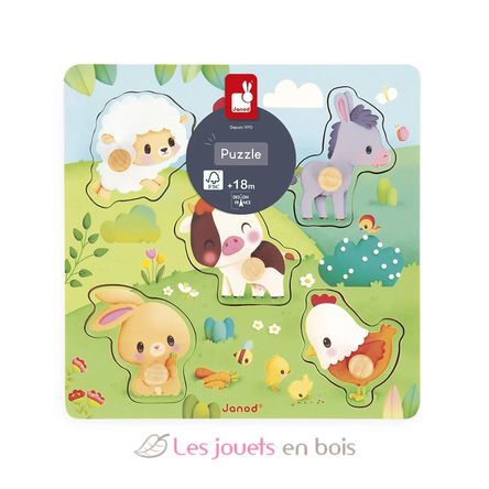 Puzzle táctil de la granja 5 piezas J07129 Janod 5