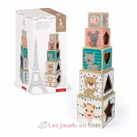 Pirámide de 5 cubos Sophie la Jirafa J09503 Janod 2