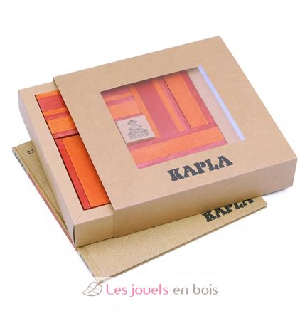 Caja de 40 cartones rojos y naranjas con libro de arte KARLRP22-4356 Kapla 3