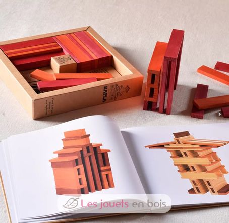 Caja de 40 cartones rojos y naranjas con libro de arte KARLRP22-4356 Kapla 5