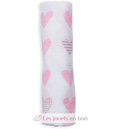 Pañal de muselina - Coeurs roses LLJ-121-000-013 Lulujo 2