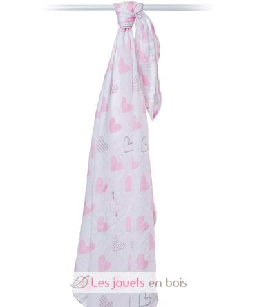 Pañal de muselina - Coeurs roses LLJ-121-000-013 Lulujo 1