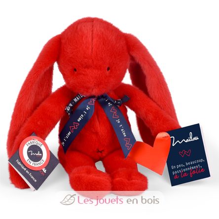 Peluche Conejo Méloé 37 cm - Rojo pasión MA0239 Maïlou Tradition 1