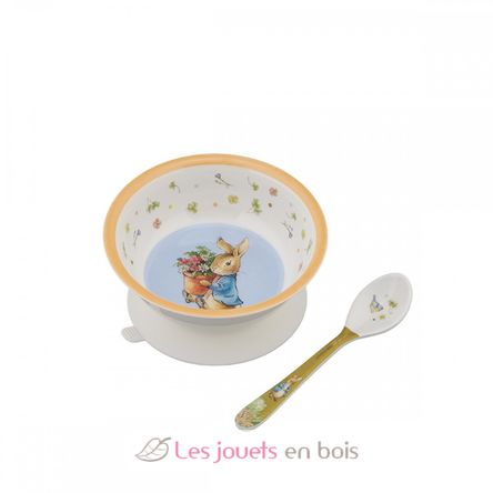 Bol con ventosa y cuchara Peter Rabbit albaricoque SJ-BP702T Petit Jour 1