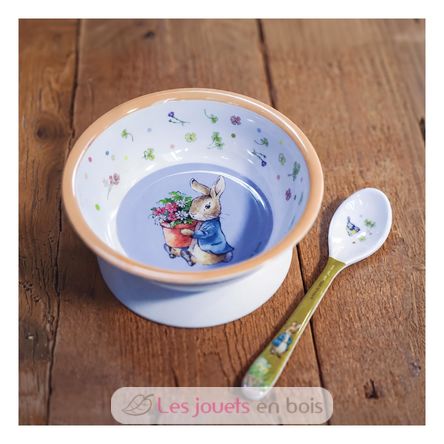 Bol con ventosa y cuchara Peter Rabbit albaricoque SJ-BP702T Petit Jour 3