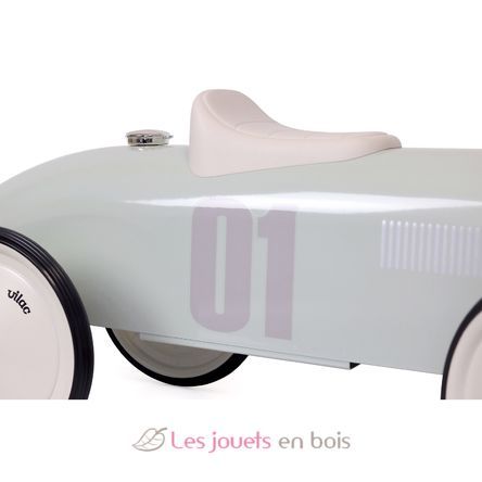 Coche de carreras correpasillos de metal verde salvia V1057 Vilac 8