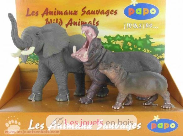 Elefante, hipopótamo y su cría PA80001-3239 Papo 2