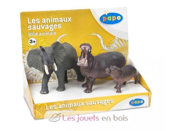 Elefante, hipopótamo y su cría PA80001-3239 Papo 1