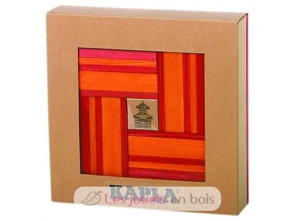 Caja de 40 cartones rojos y naranjas con libro de arte KARLRP22-4356 Kapla 1