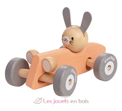 Conejo coche de carreras de madera pastel PT5717 Plan Toys 1