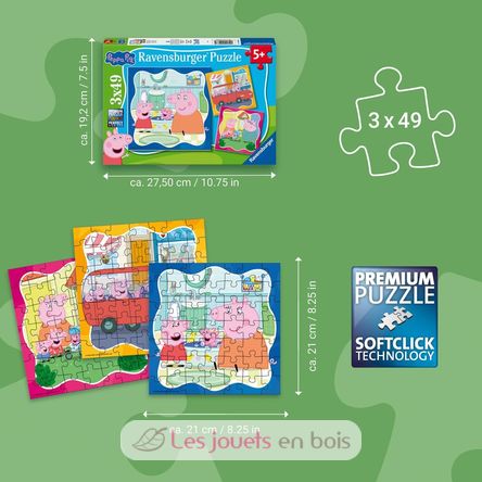 Puzzle Peppa Pig En familia 3x49 pcs RAV12004288 Ravensburger 3