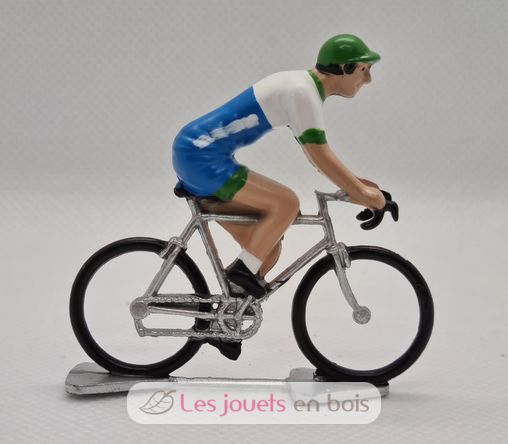 Figurita ciclista R Maillot verde y blanco azul FR-R17 Fonderie Roger 1