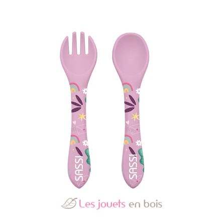 Kit tenedor y cuchara de silicona Sparkly el unicornio SJ-SI0924 Sassi Junior 1