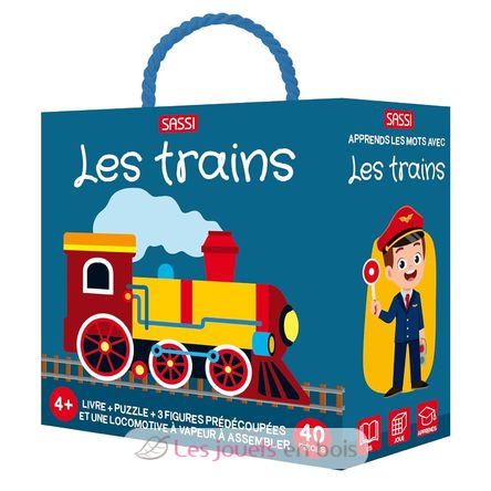 Libro y puzle Los trenes SJ-329119 Sassi Junior 1