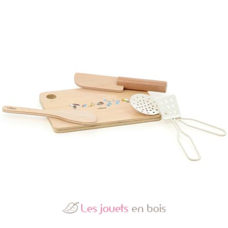 Juego de utensilios de cocina de madera y metal V8181 Vilac 9