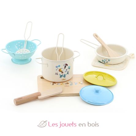 Juego de utensilios de cocina de madera y metal V8181 Vilac 8