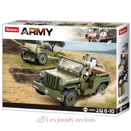 Army WWII - Jeep con cañón antiaéreo SL-M38-B0853 Sluban 1