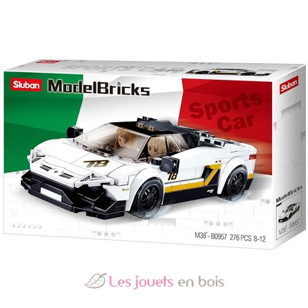 Model Bricks - Coche italiano blanco SL-M38-B0957 Sluban 1