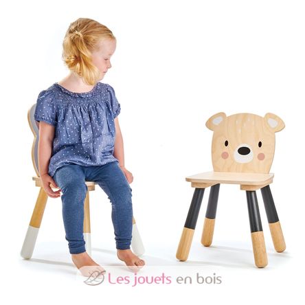 Silla infantil de madera Oso beige 30 x 30 x 48 cm TL8811 Tender Leaf Toys 2