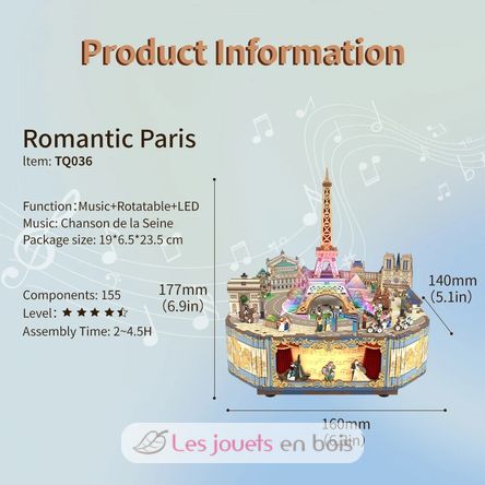 Puzle 3D Caja de música París romántico T-TQ036 Tonecheer 6