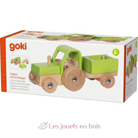 Tractor con remolque verde GK55838 Goki 7