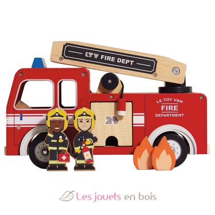 Camión de bomberos de madera roja TV427 Le Toy Van 1