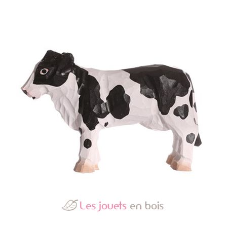 Figura vaca blanca y negra en madera WU-40600 Wudimals 1