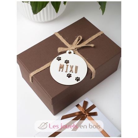 Adorno bola de madera blanco personalizable con huellas VI-BN21 Vintiun 3