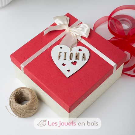 Adorno corazón de madera blanco personalizable VI-CR11 Vintiun 3